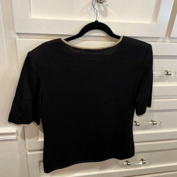 Valentino Black sweater knit top with Gold Trim - Picture 6 of 7